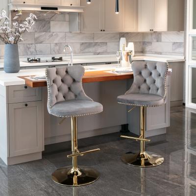 The Range Set of 4 Luxury Velvet Swivel Bar Stools - Grey