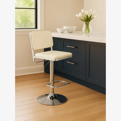 The Range Stockholm White Seat And Chrome Base Bar Stool - White