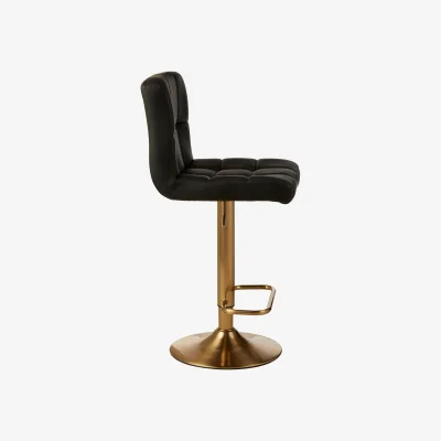 The Range Baina Black Faux Leather Bar Stool - Gold