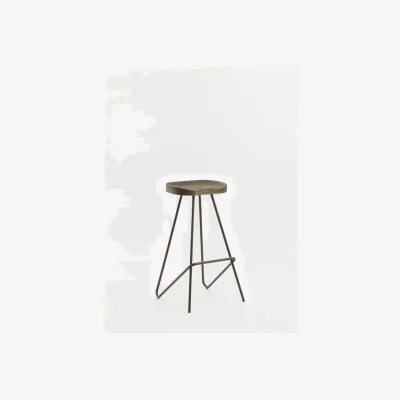 The Range District Wooden Top Bar Stool With Metal Legs
