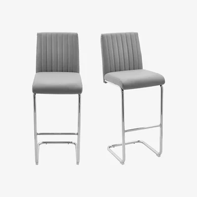 The Range Set of 2 Mid Century PU Armless Bar Stools - Grey
