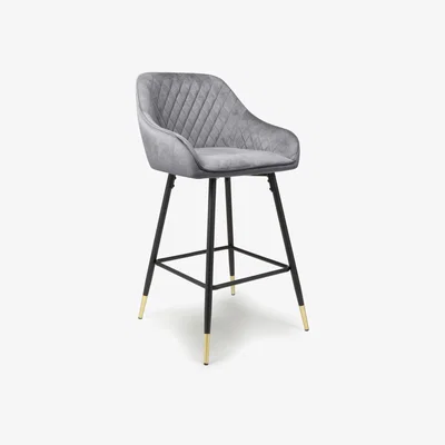 The Range Pair of Savanna Brushed Velvet Bar Stools - Grey