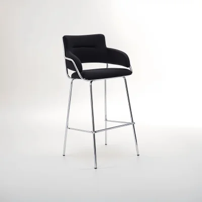 The Range Tamzin Black Velvet Bar Chair - Black