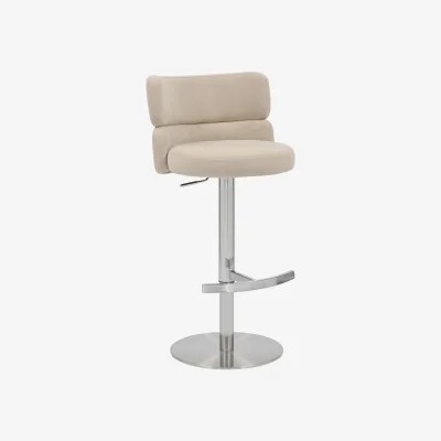 The Range Mason Brushed Velvet Steel Bar Stool - Cream