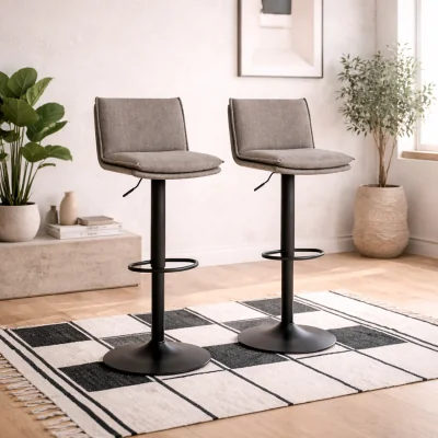 The Range Mossfield Height-Adjustable Swivel Bar Stool in Light Grey and Brown - Ligth Grey Brown