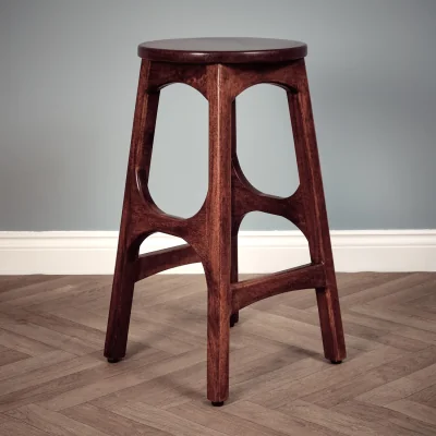 The Range Solid Mango Wood Backless Bar Stool - Dark Oak