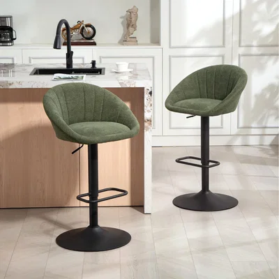 The Range HOMCOM Swivel Bar Stools Set of 2 Height Adjustable Bar Chairs - Green