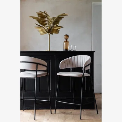 Rockett St George Curved Back Velvet Bar Stool In Mink Grey