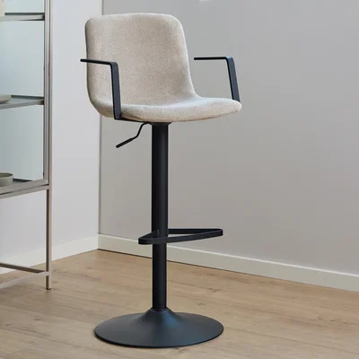 The Range Pablo Swivel Beige Bar Stool With Adjustable Height Function Set of 2 - Beige