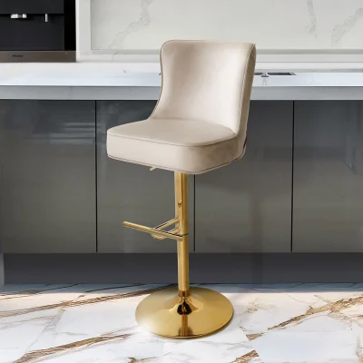 The Range Vanity Living Velvet Bar Stool with Legs - Black