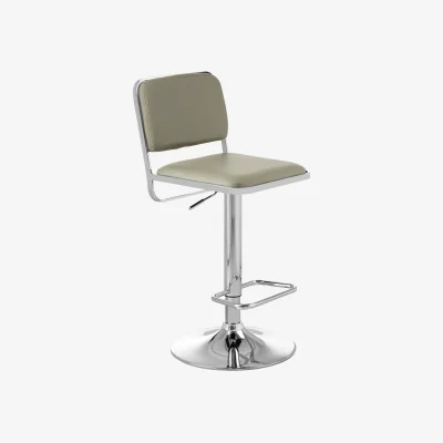 The Range Stockholm Light Grey Seat And Chrome Base Bar Stool - Grey