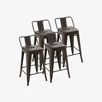 The Range Set of 4 Metal Stools  - Green
