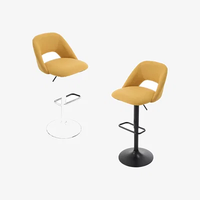 The Range Set of 2 Linen Counter Swivel Height Breakfast Bar Stool - Yellow