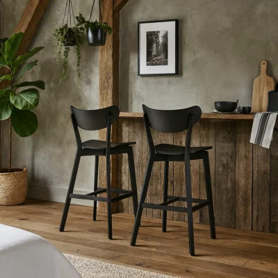 The Range Saffron Wooden Bar Stools Set of 2 - Black