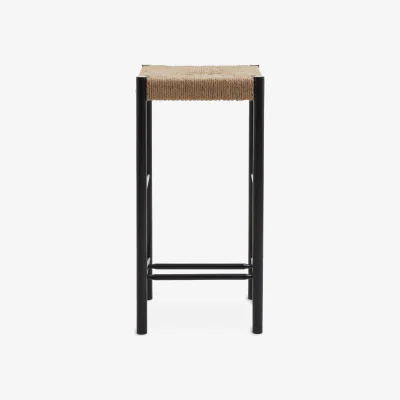 The Range Bandar Natural Rope and Black Wood Bar Stool - Black