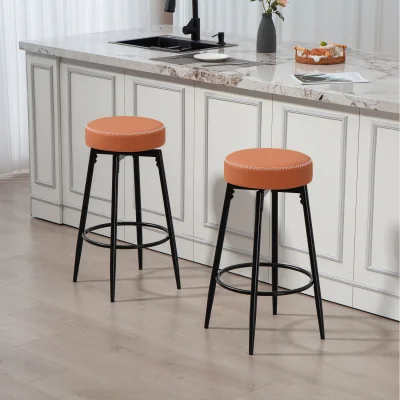 The Range HOMCOM 360 Degree Swivel PU Leather Bar Stools Set of 2  - Brown