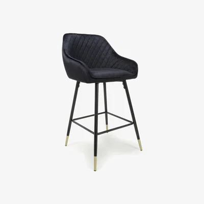 The Range Pair of Savanna Brushed Velvet Bar Stools - Black