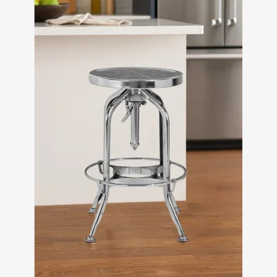 The Range Gator Chrome Finish Adjustable Bar Stool - Silver