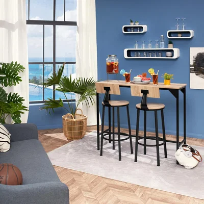 The Range 2 Bar Stools Poole - Industrial Wood Light, Oak Sonoma