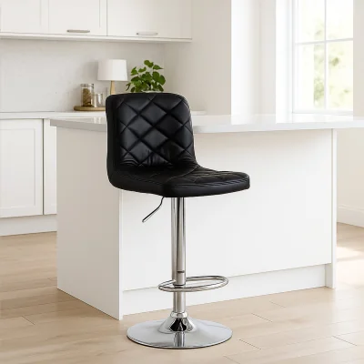 The Range Tara Black Faux Leather Bar Chair - Silver
