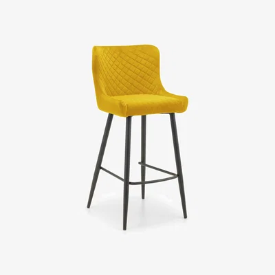 The Range Luxe Velvet Bar Stool - Mustard - Mustard