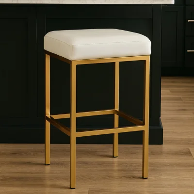 The Range Baina White And Gold Finish Bar Stool - Gold