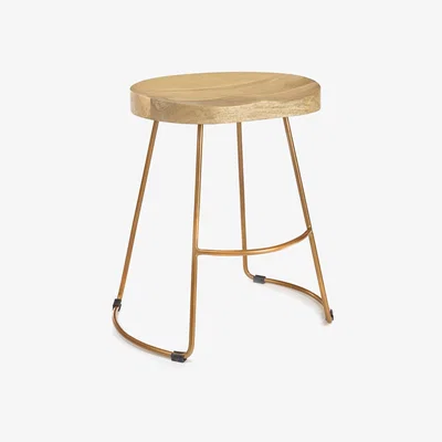 The Range Solid Wood Metal Breakfast Bar Stool - Gold