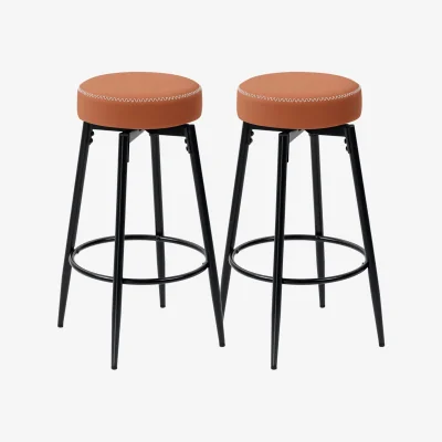 The Range Mativa Faux Leather Brown and Black Bar Stools Set of 2 with Footrests
