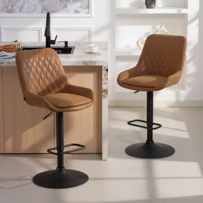 The Range HOMCOM Bar Stools Set of 2, Adjustable Bar Chairs Swivel - Orange