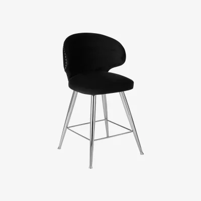 The Range Piermount Black Velvet Bar Stool - Black