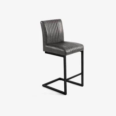 The Range Archer Cantilever Leather Effect Grey Bar Chair - Grey