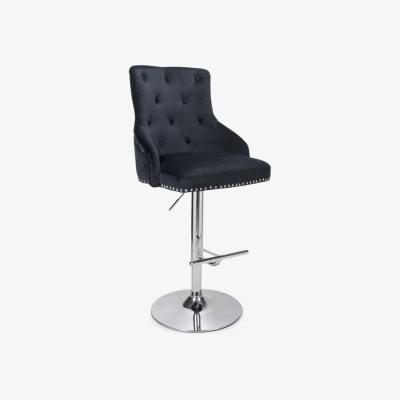 The Range Rocco Brushed Velvet Black Bar Stool