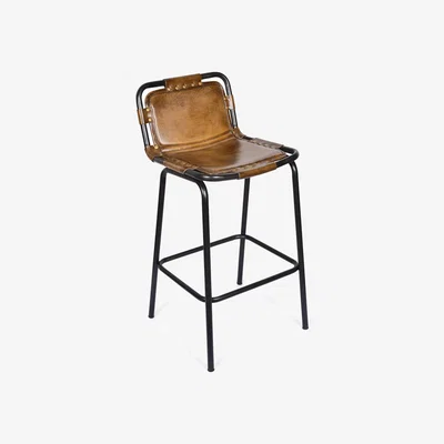 The Range Genuine Leather Bar Stool - Orange