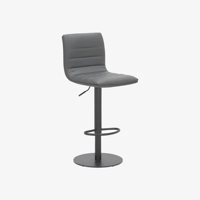 The Range Deluxe Aldo Bar Stool - Charcoal Grey, Matt Black Frame, Adjustable Height - Charcoal Grey