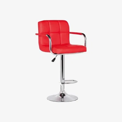 The Range Pair of Modern Breakfast Barstools - Red / Faux Leather