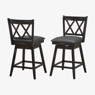 The Range 2Pcs Bar Stools Counter Height Chair - Black