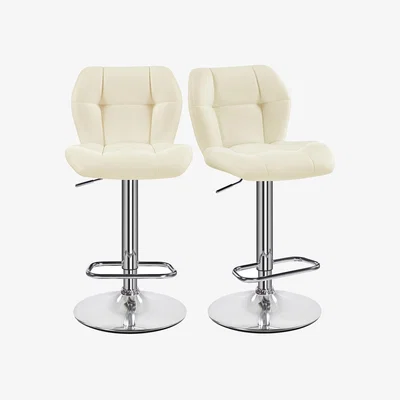 The Range Set of 2 Faux Leather Bar Stools with Backrest - Beige