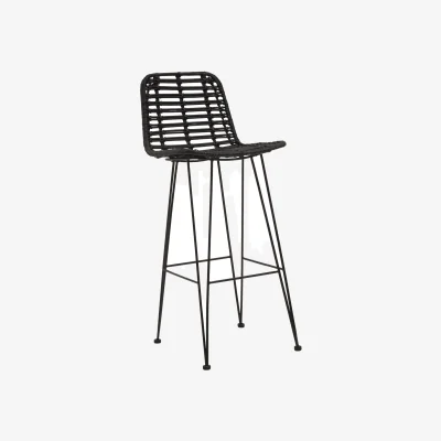 The Range Lagom Black Natural Rattan Bar Chair - Black