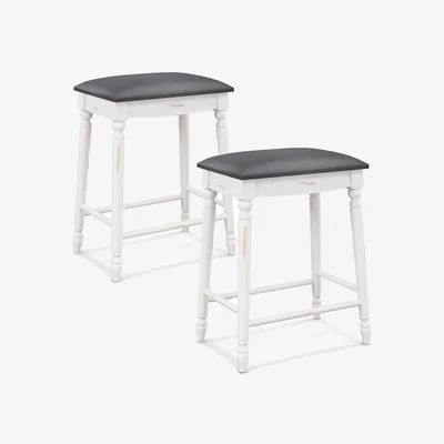 The Range Upholstered Bar Stool Set of 2 - White