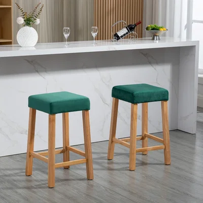 The Range Emilia Velvet Bar Stools - Pair of 2 - Teal
