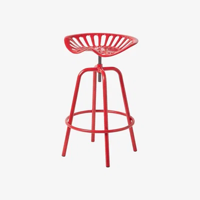 The Range Vintage Style Metal Adjustable Tractor Seat Bar Stool - Red