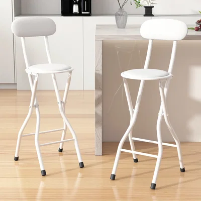 The Range MCC Direct Set of 2 Folding Breakfast Bar Stools Padded Kitchen Dining Chairs - White