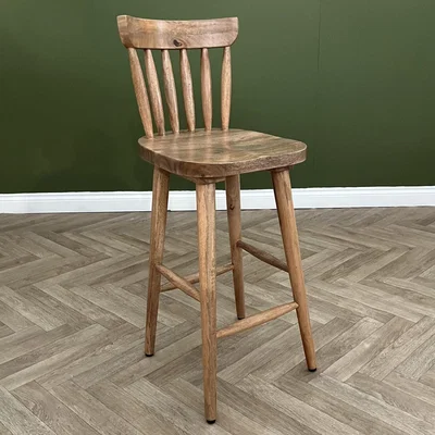 The Range Bar Stool With Back Solid Wood - Brown