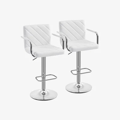 The Range Set of 2 Modern Faux Leather Bar Stools - White