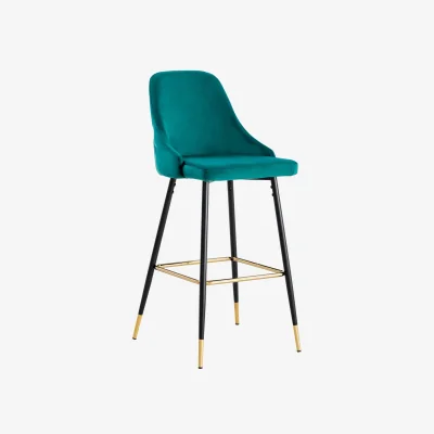The Range 1 x Button Back Velvet Bar Stools - Green