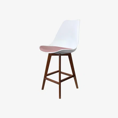 The Range Soho Bar Stool with Dark Wood Legs - Dusty Pink