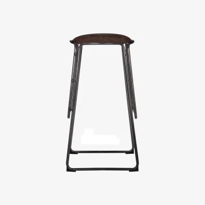 The Range Dalston Mocha Bar Stool With Gunmetal Legs - Brown
