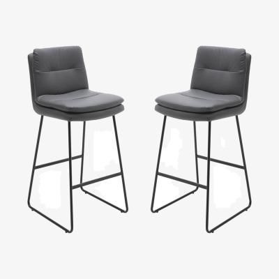 The Range Set of 2 Modern Faux Leather Breakfast Bar Stool - Grey