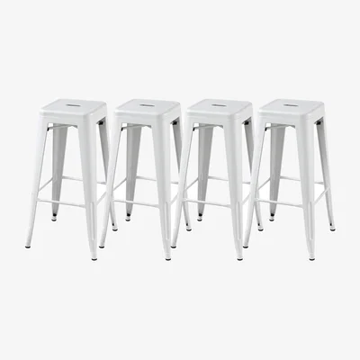 The Range Set of 4 Yaheetech Stackable Metal Bar Stools - White