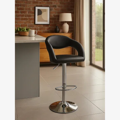 The Range Taylor Black Faux Leather Bar Chair - Black